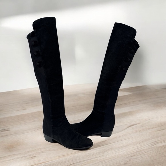 Stuart Weitzman Quebecland Knee High Black Suede Pull Stretch Boot size 7 M - Picture 11 of 14